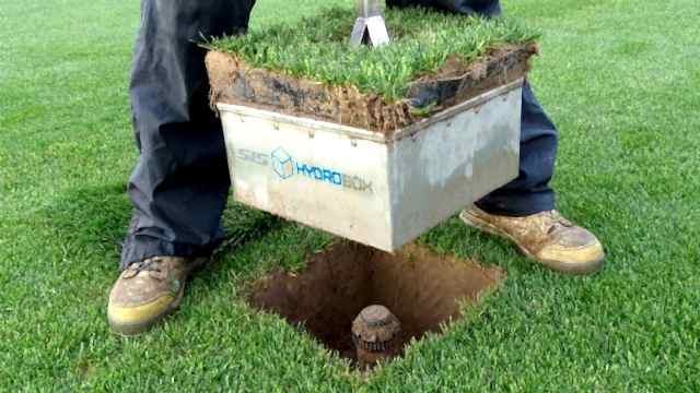 SIS HYDROBOX WATERING SYSTEM, pop up irrigation, pitch, turf, maintenance, hybrid, sprinkler